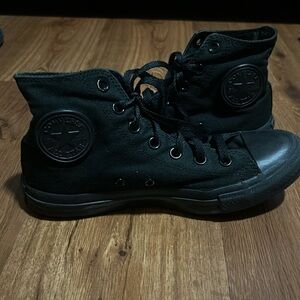 Converse Chuck Taylor All Star Canvas High Top, Black Monochrome, Women 8, Men 6